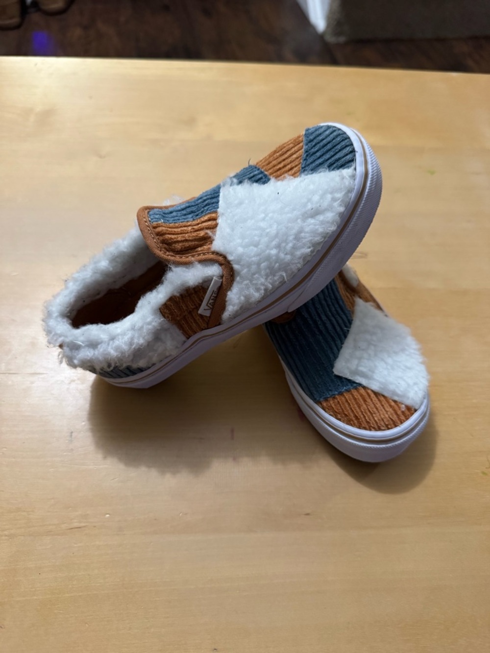 Vans Unisex Youth Classic Slip On Shoe Patchwork Cozy Cord Size US 11.5 Kids